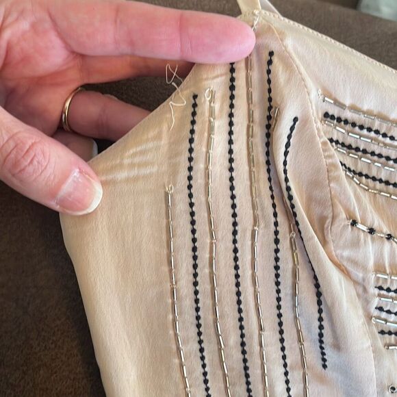 American Eagle Cream Blush Beaded Summer Dress Size 4 - Picture 9 of 9